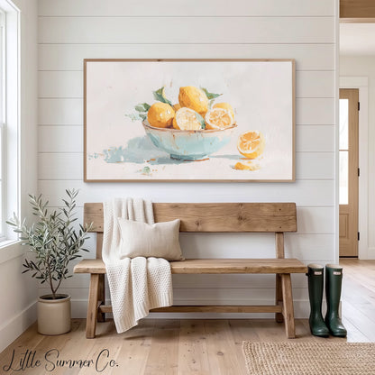 Lemon Bowl Frame TV Art displayed on a TV