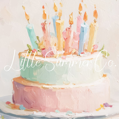 Two Tier Birthday Cake Frame TV Art displayed on a TV