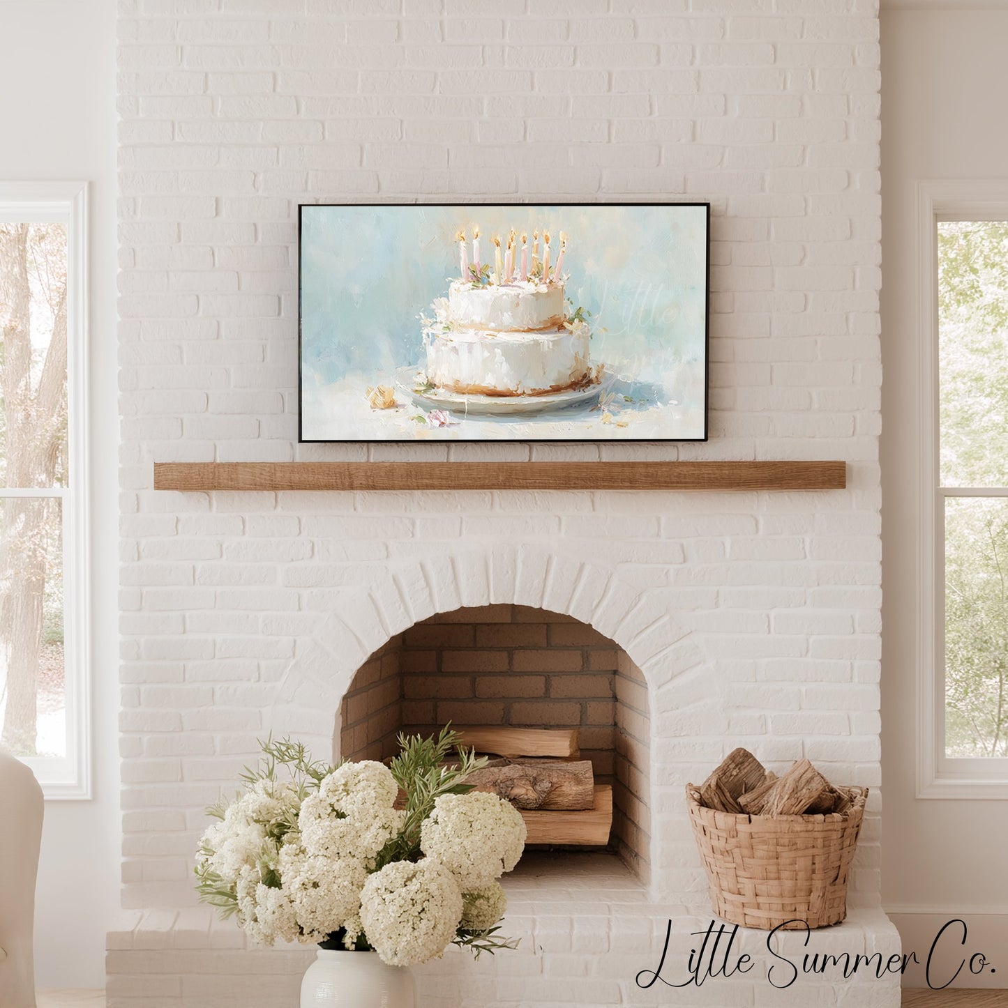 White Tiered Cake Frame TV Art displayed on a TV