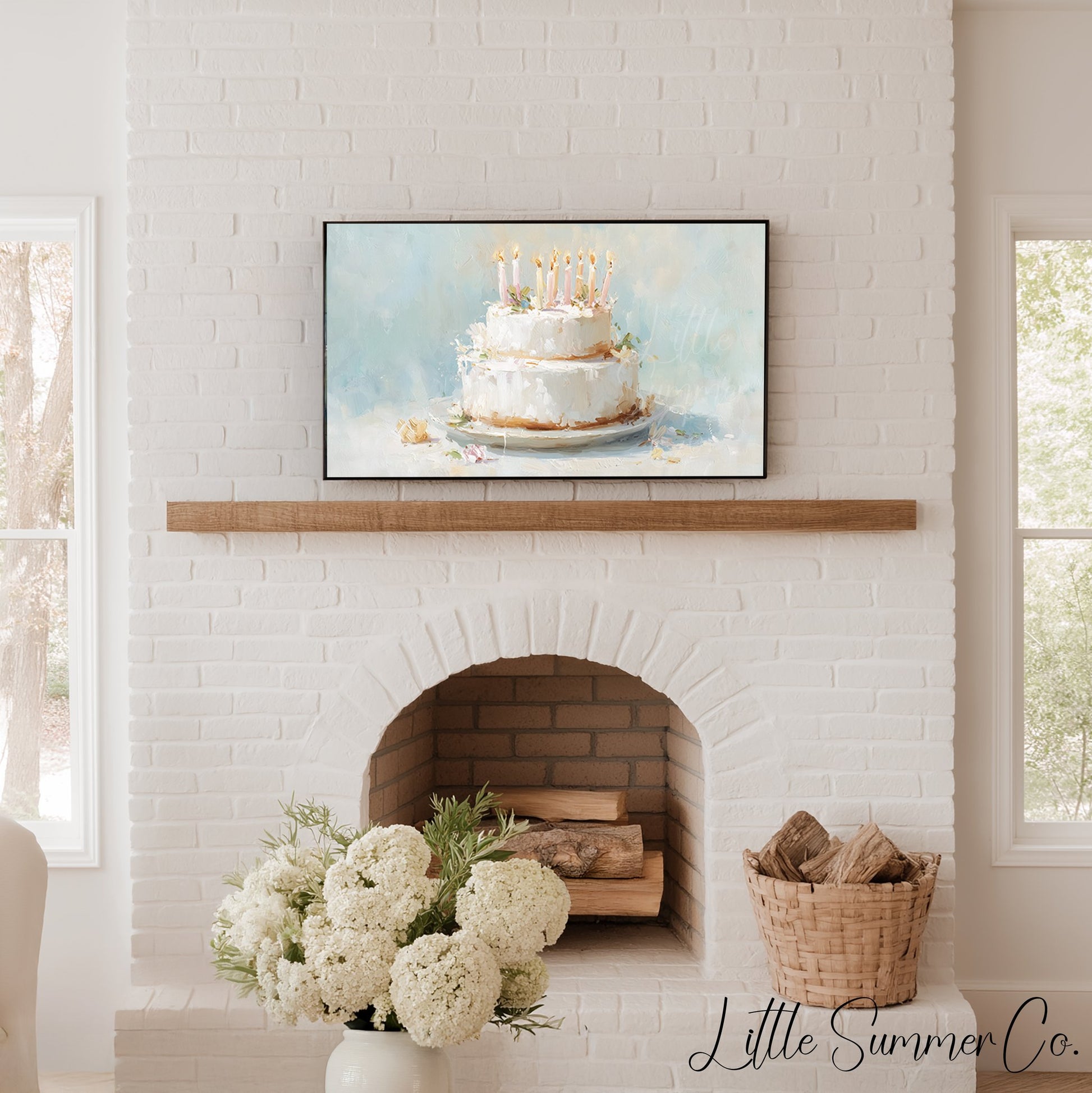 White Tiered Cake Frame TV Art displayed on a TV