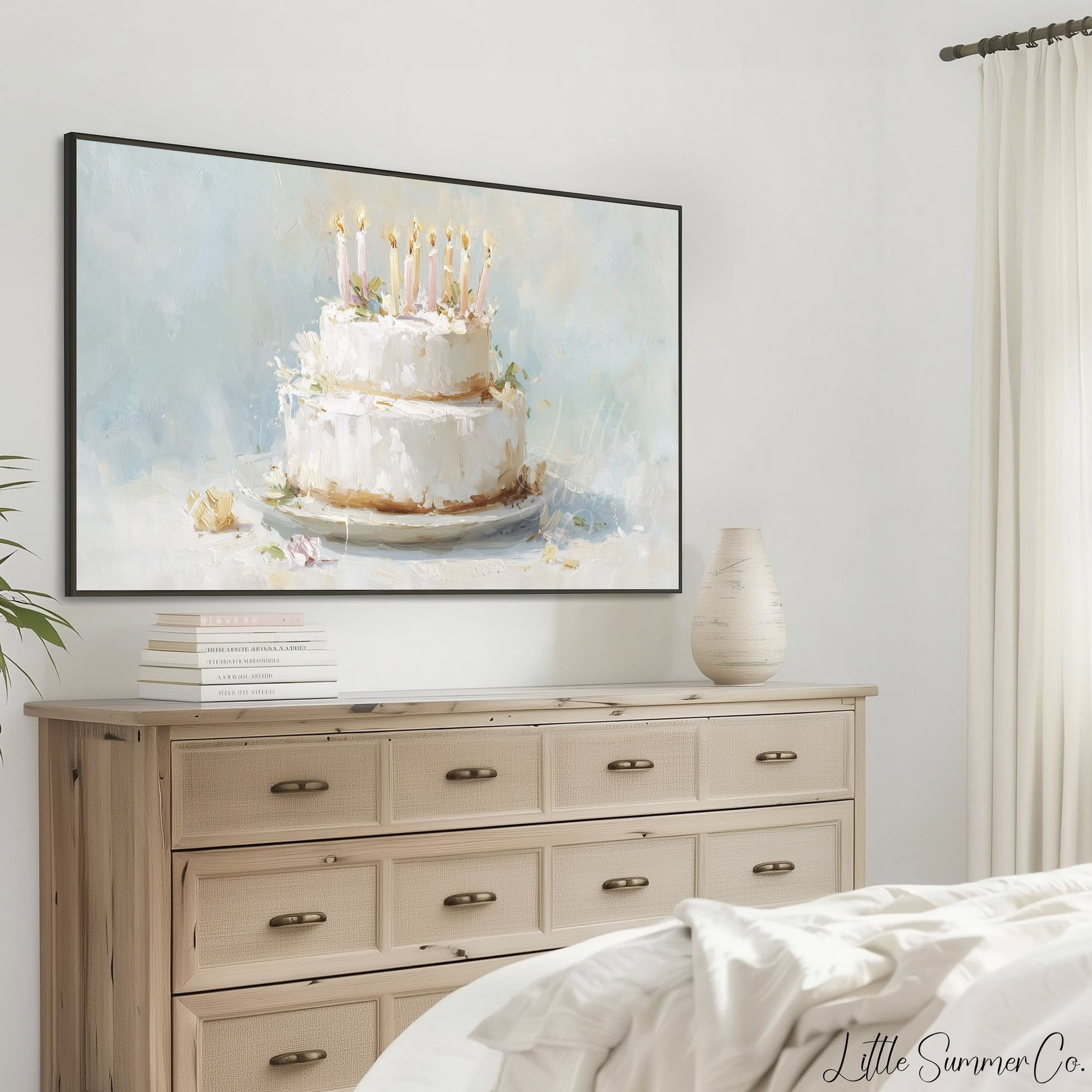 White Tiered Cake Frame TV Art displayed on a TV