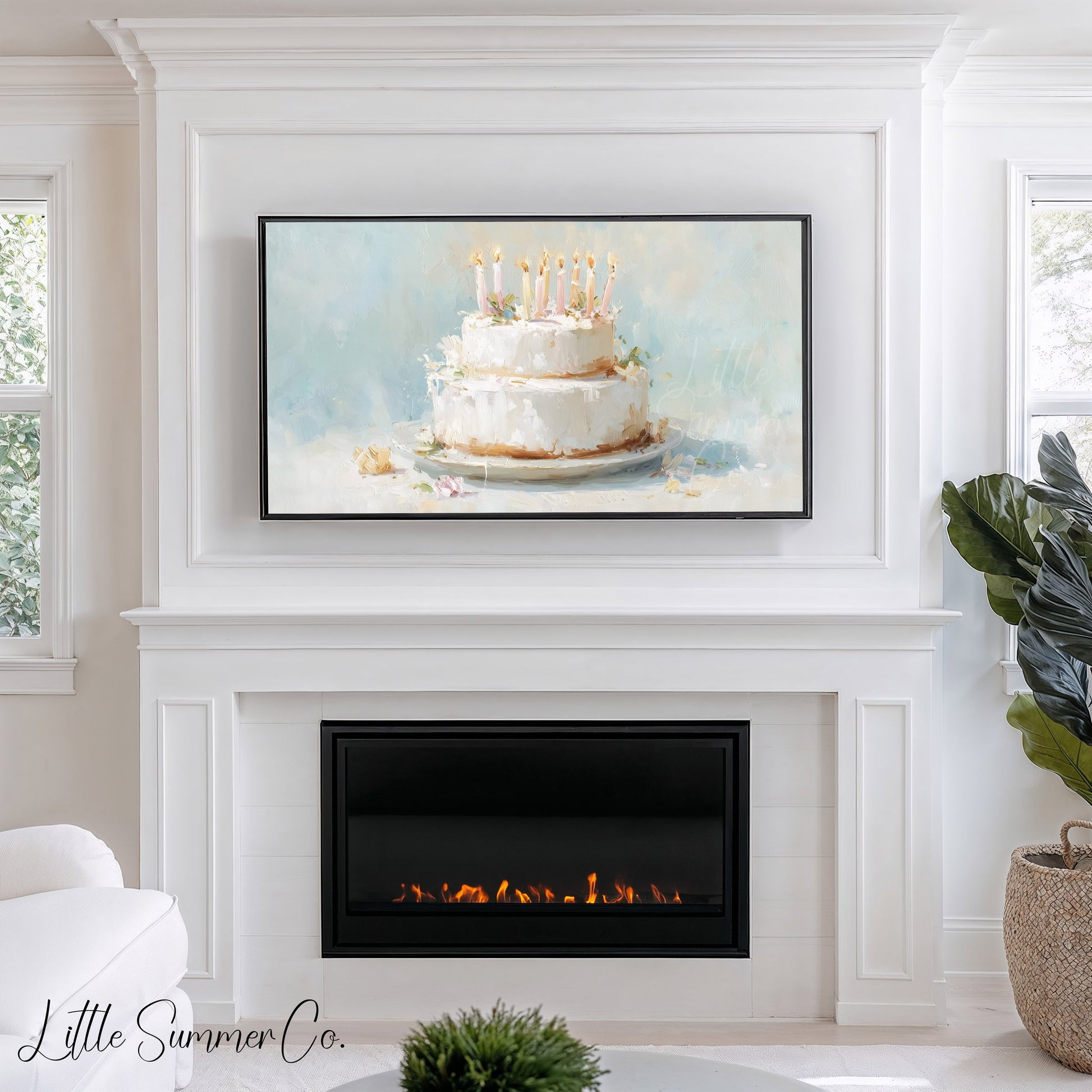 White Tiered Cake Frame TV Art displayed on a TV