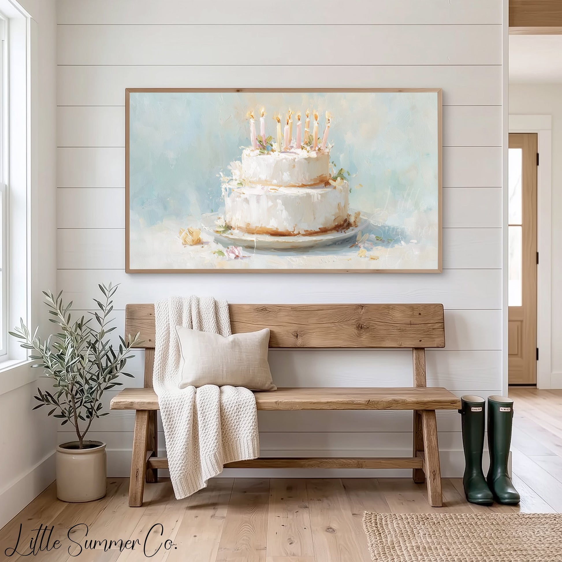 White Tiered Cake Frame TV Art displayed on a TV