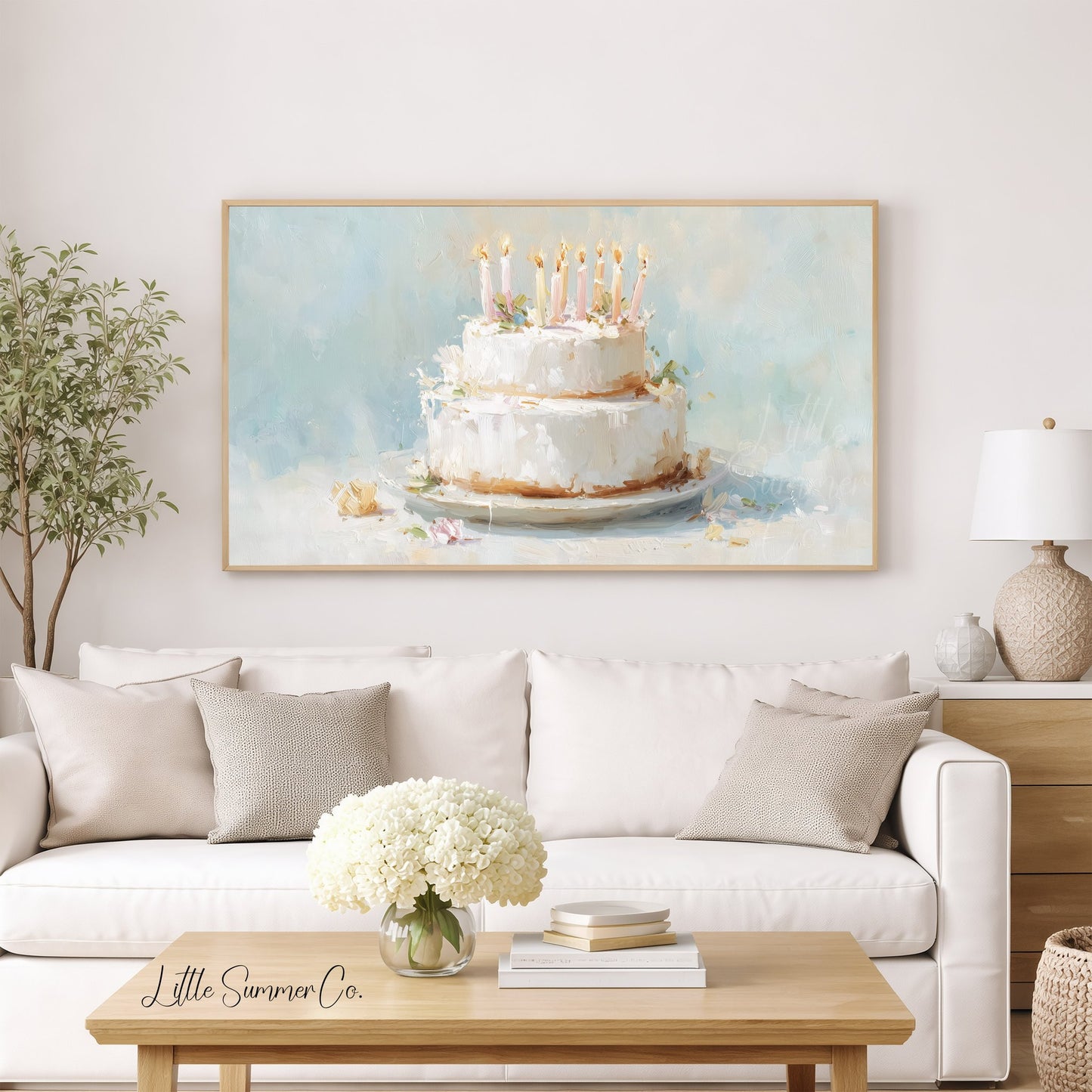White Tiered Cake Frame TV Art displayed on a TV