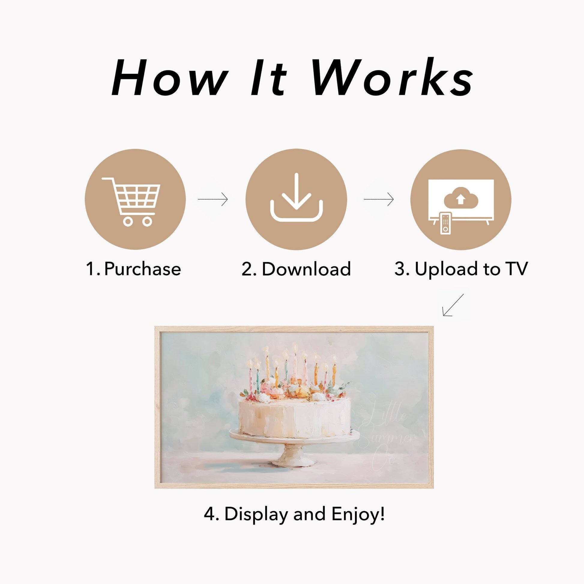 Decorated Birthday Cake Frame TV Art displayed on a TV