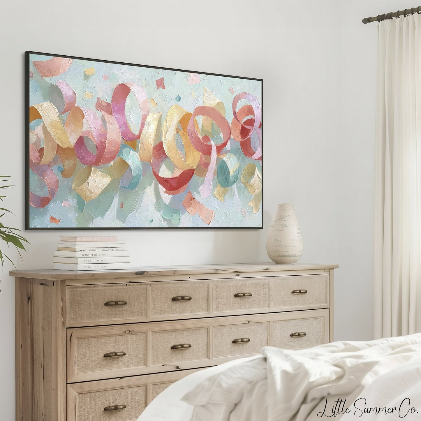 Party Streamers Frame TV Art displayed on a TV