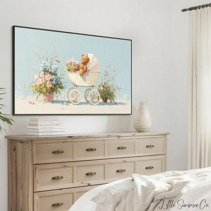 Baby Pram Frame TV Art displayed on a TV