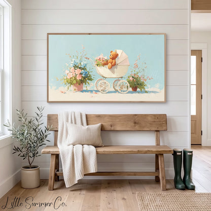 Baby Pram Frame TV Art displayed on a TV