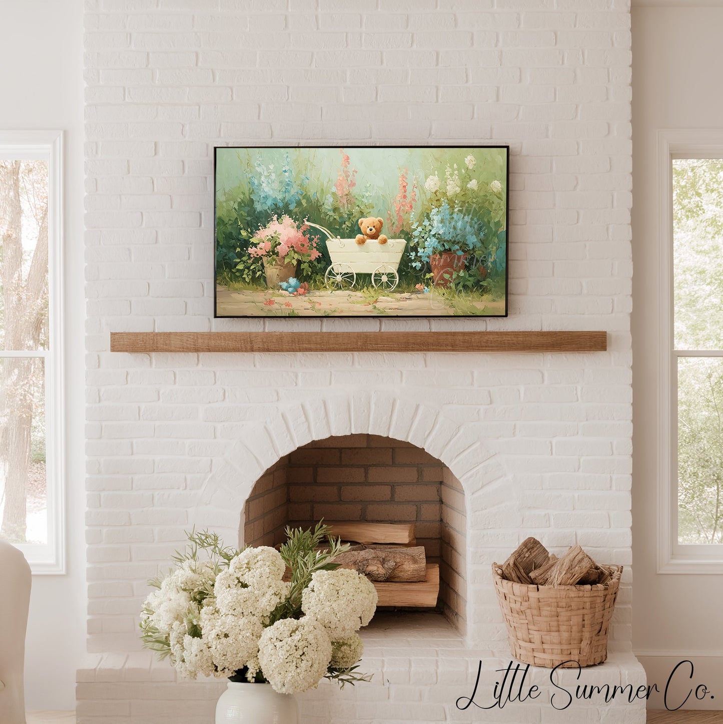 Teddy Bear Wagon Frame TV Art displayed on a TV