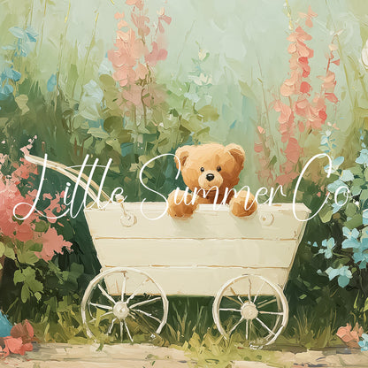 Teddy Bear Wagon Frame TV Art displayed on a TV