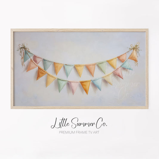 Party Bunting Frame TV Art displayed on a TV
