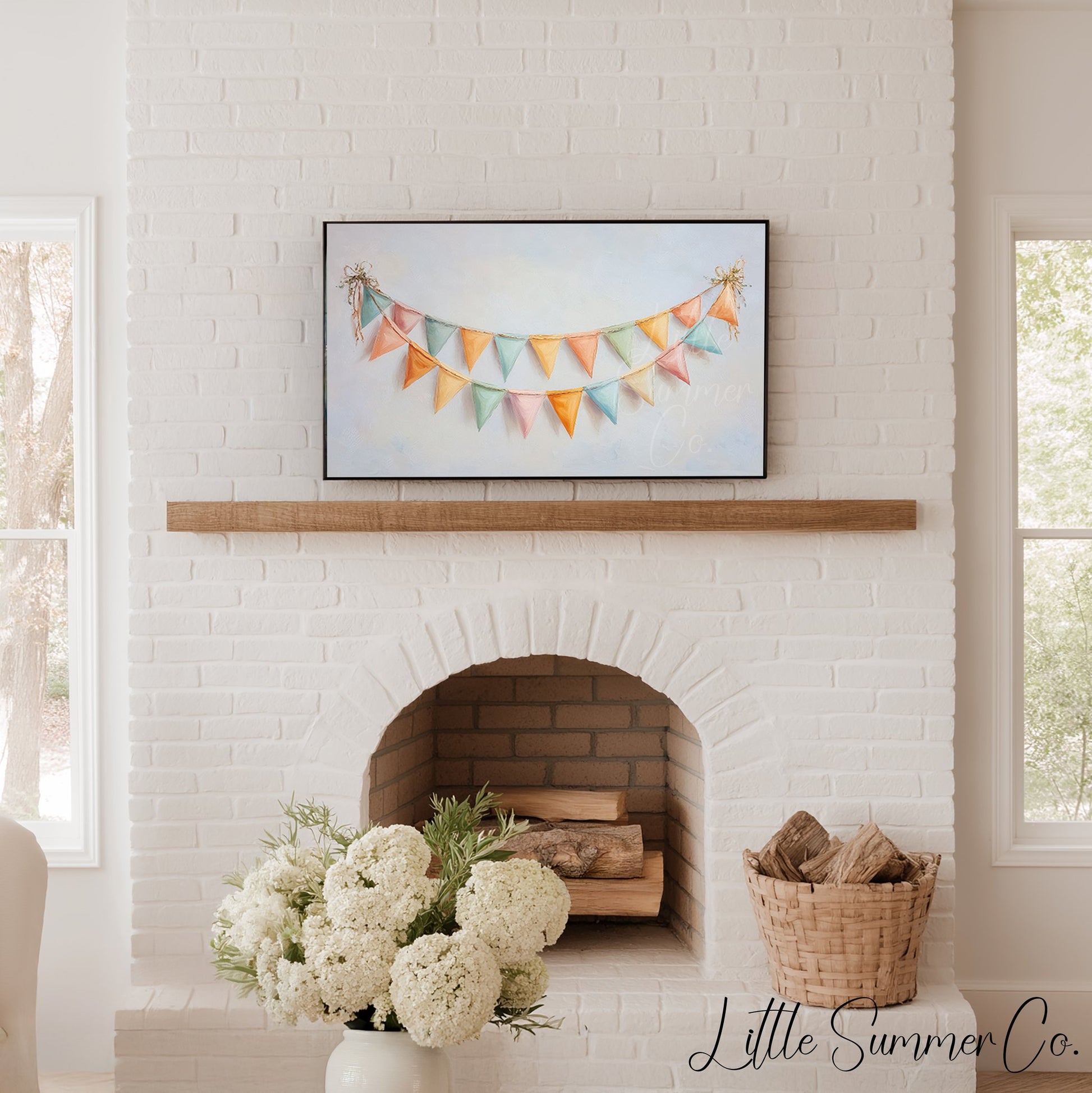 Party Bunting Frame TV Art displayed on a TV
