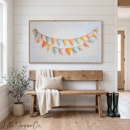 Party Bunting Frame TV Art displayed on a TV