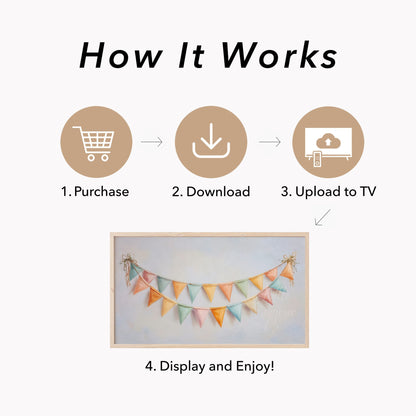 Party Bunting Frame TV Art displayed on a TV