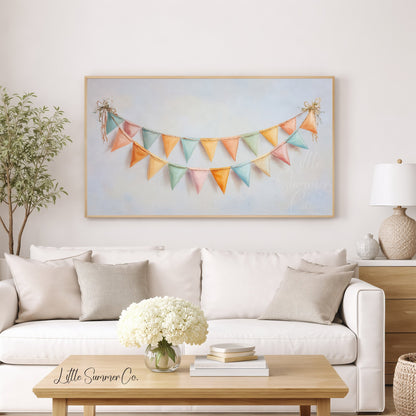 Party Bunting Frame TV Art displayed on a TV