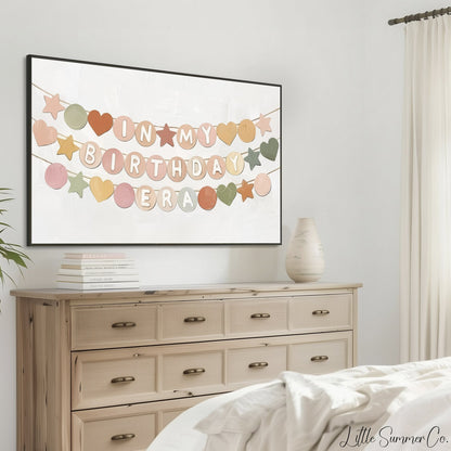 Birthday Garland Frame TV Art displayed on a TV