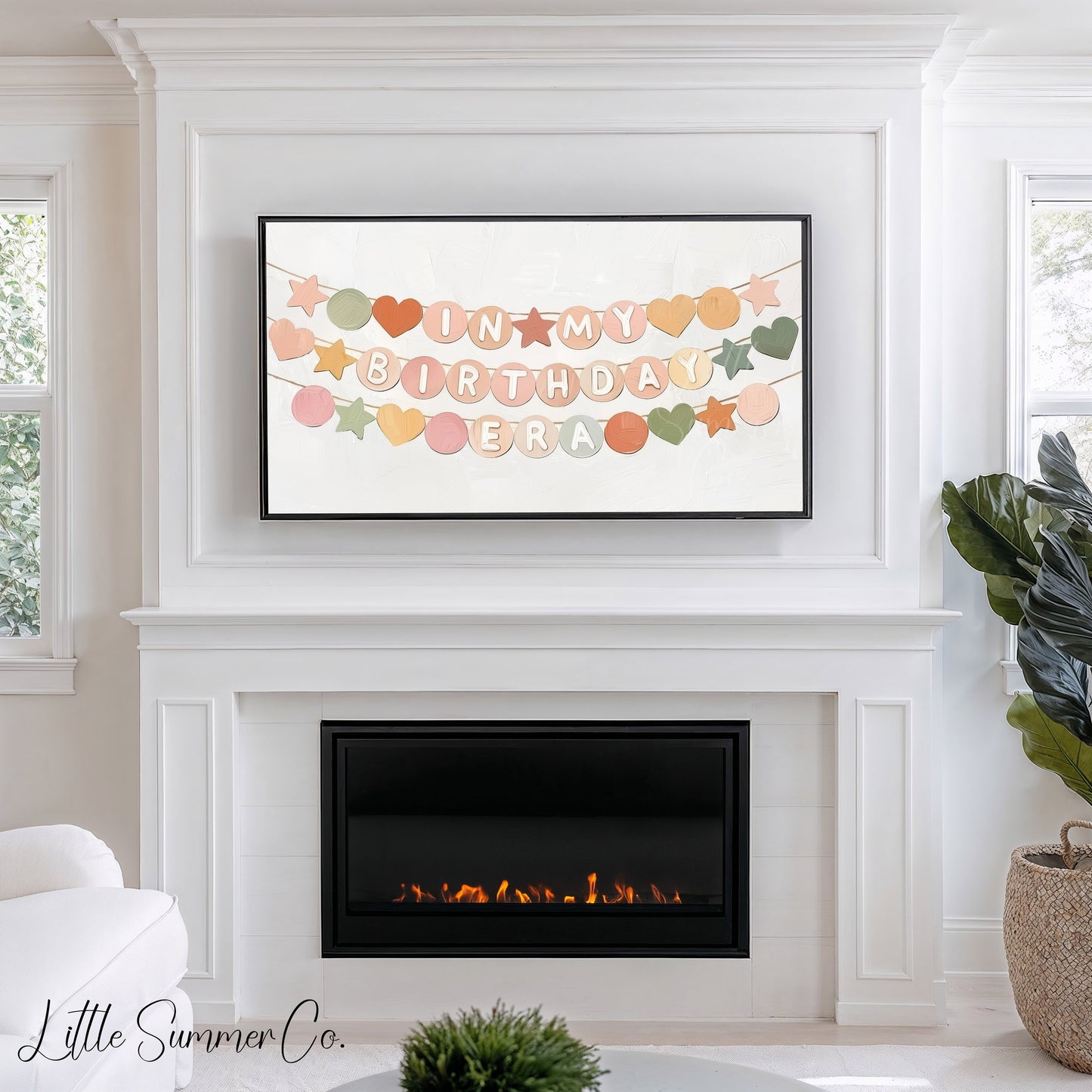 Birthday Garland Frame TV Art displayed on a TV
