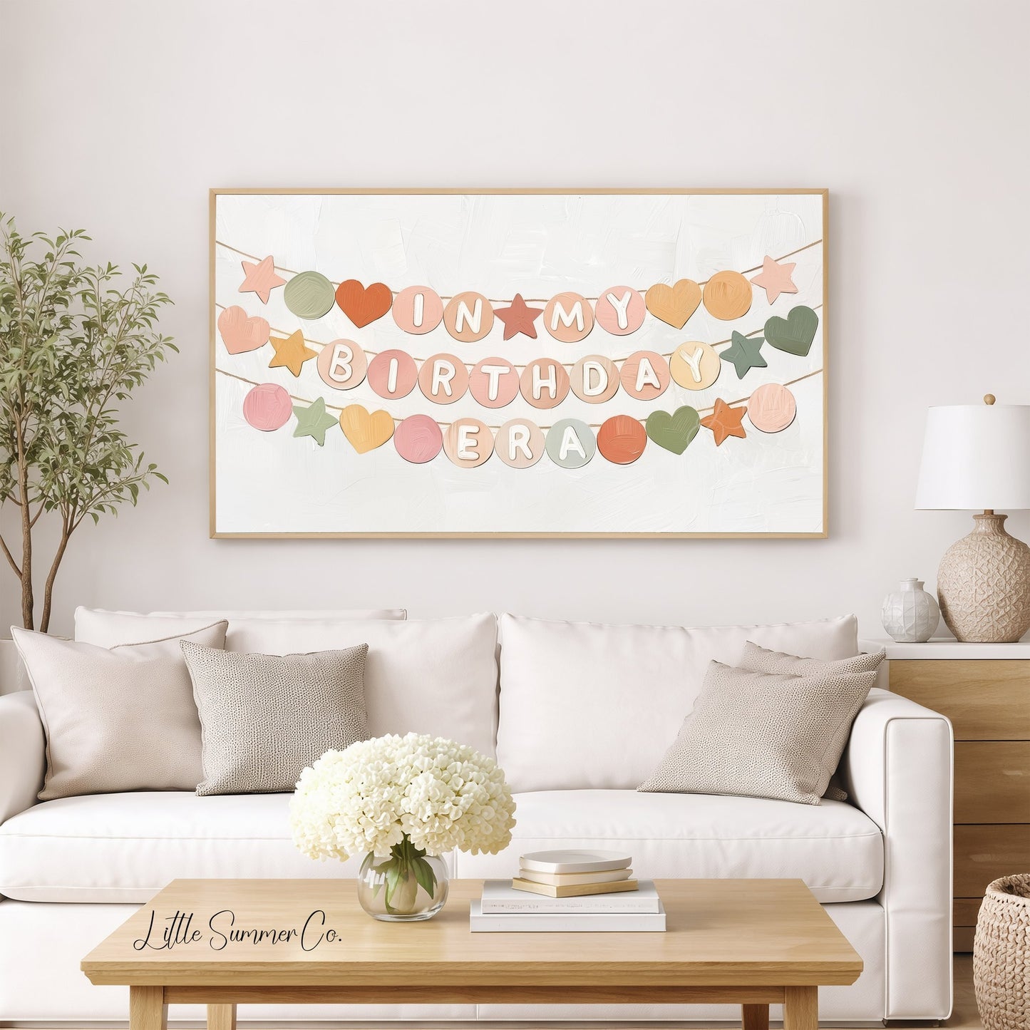 Birthday Garland Frame TV Art displayed on a TV