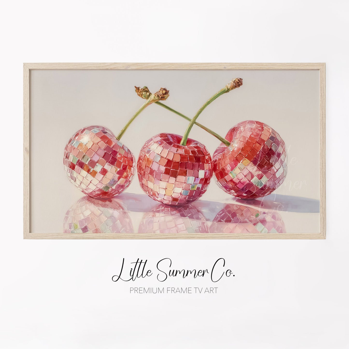 Disco Cherries Frame TV Art displayed on a TV