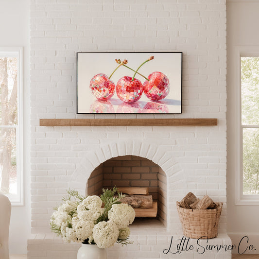 Disco Cherries Frame TV Art displayed on a TV