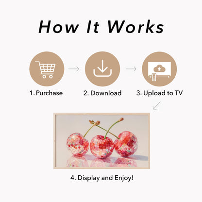 Disco Cherries Frame TV Art displayed on a TV