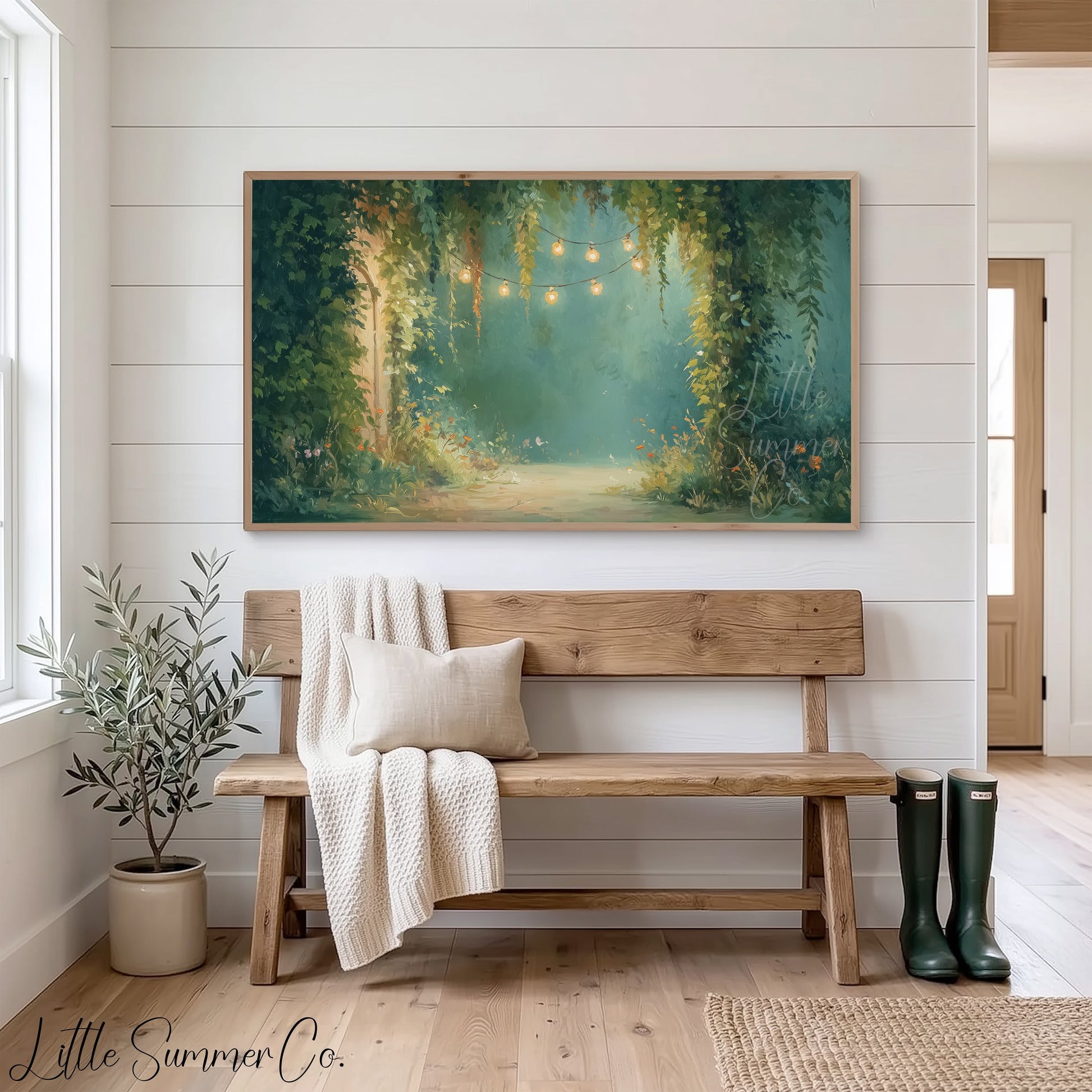 Garden Lights Frame TV Art displayed on a TV