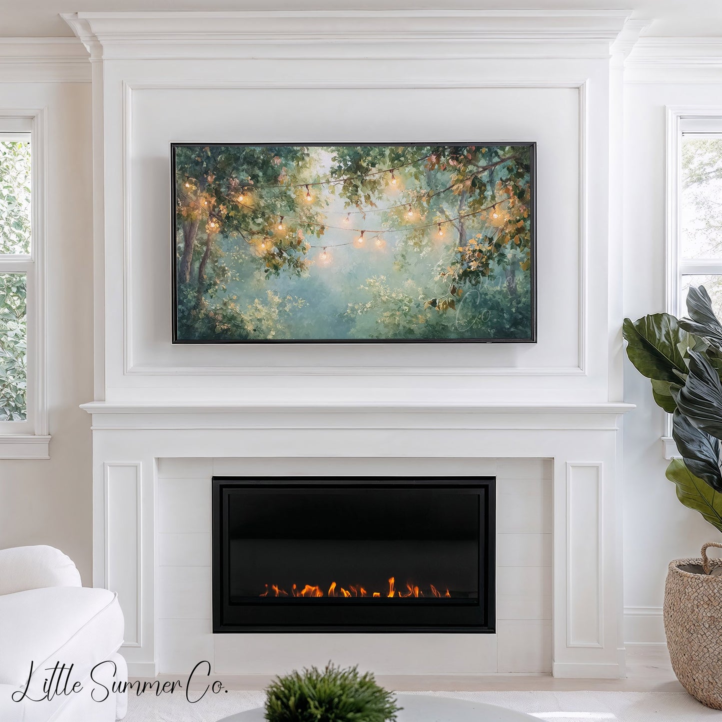 String Lights Frame TV Art displayed on a TV
