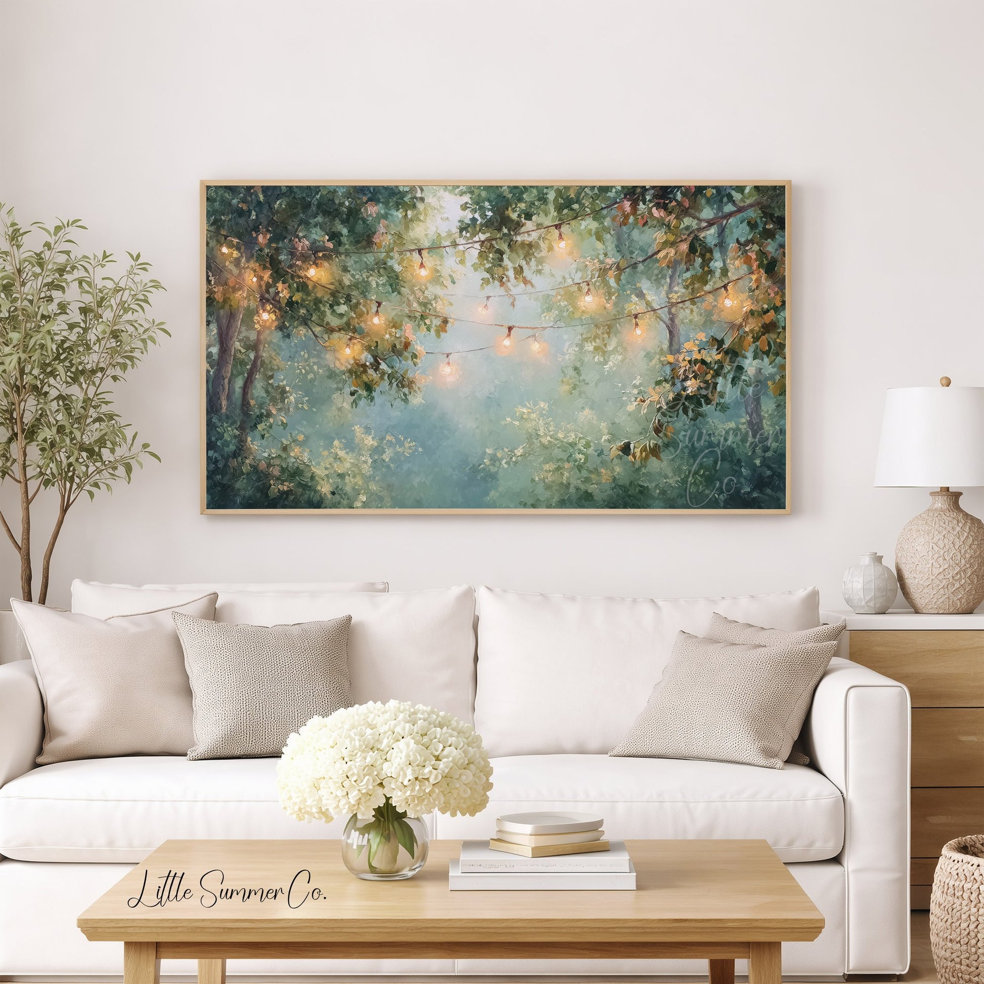 String Lights Frame TV Art displayed on a TV