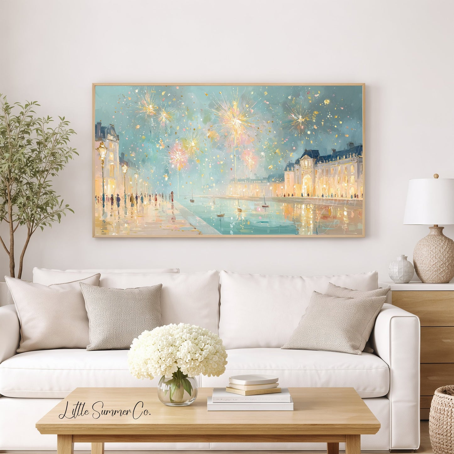 Fireworks Frame TV Art displayed on a TV