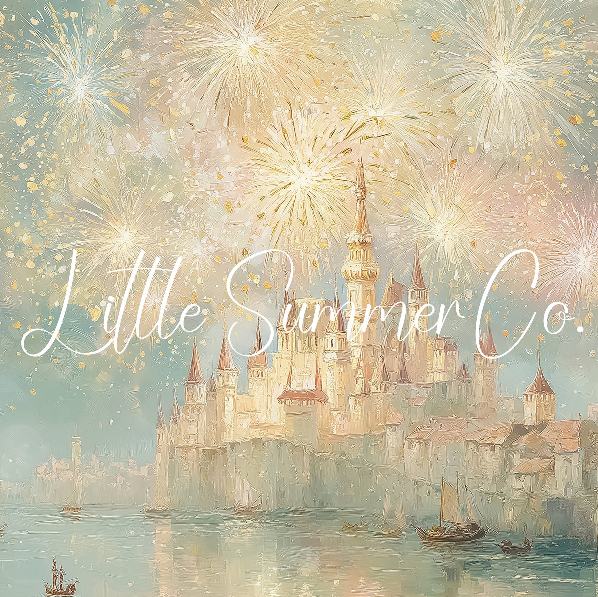 Castle Fireworks Frame TV Art displayed on a TV