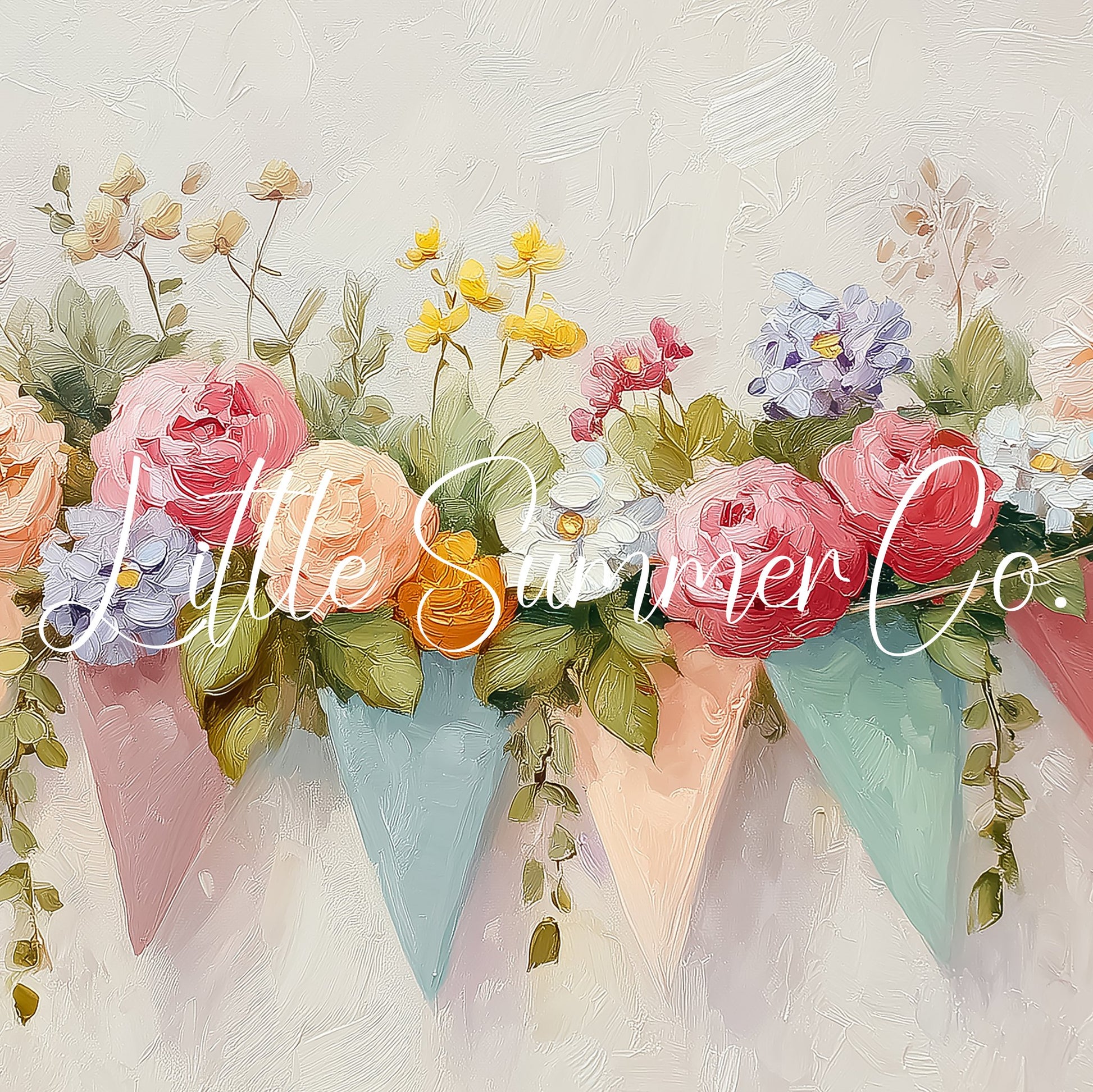 Floral Bunting Frame TV Art displayed on a TV