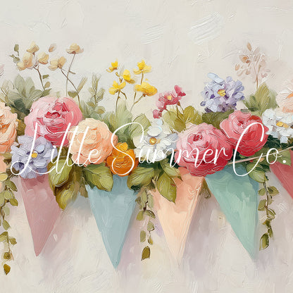 Floral Bunting Frame TV Art displayed on a TV