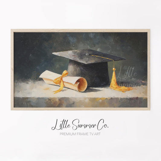 Graduation Cap Frame TV Art displayed on a TV