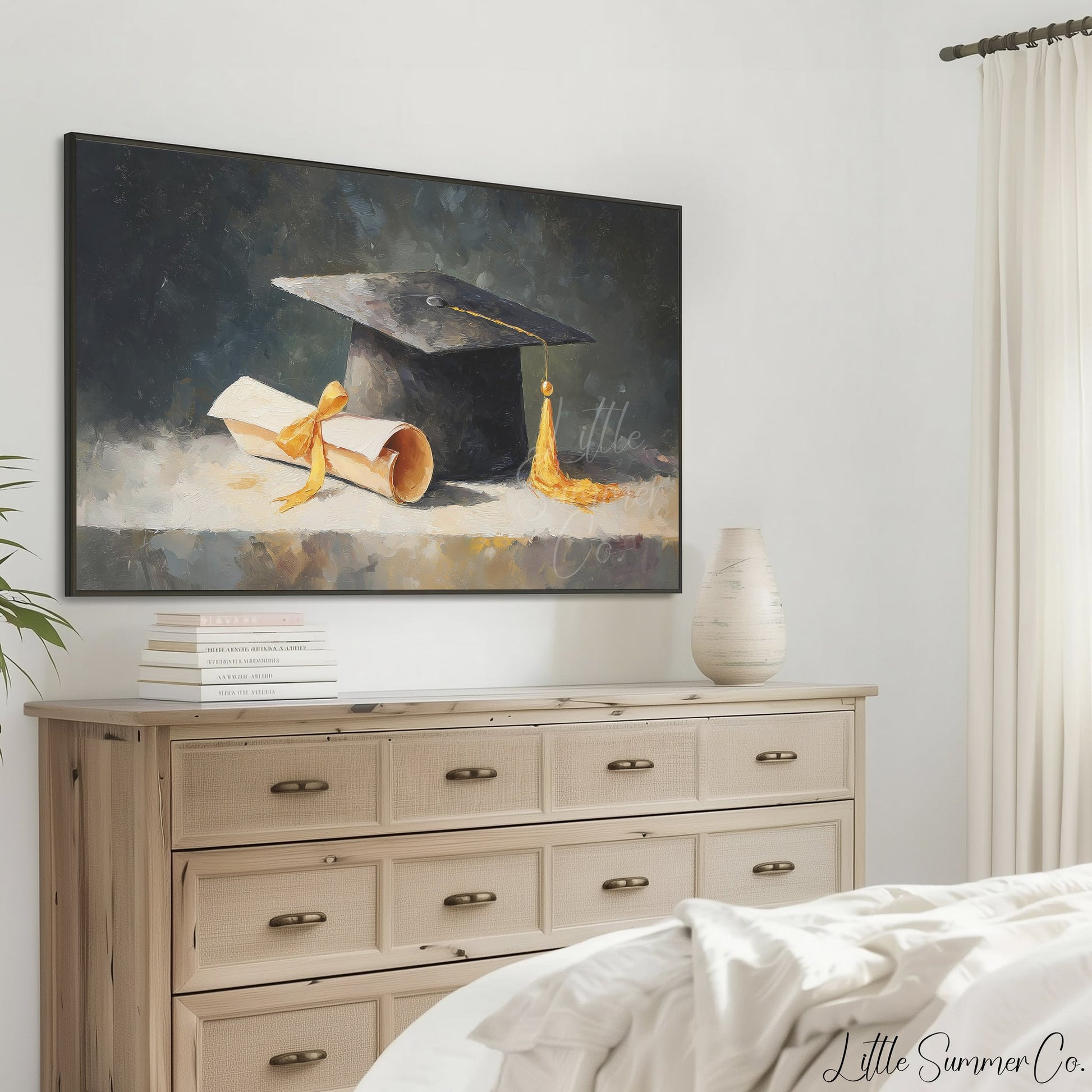 Graduation Cap Frame TV Art displayed on a TV