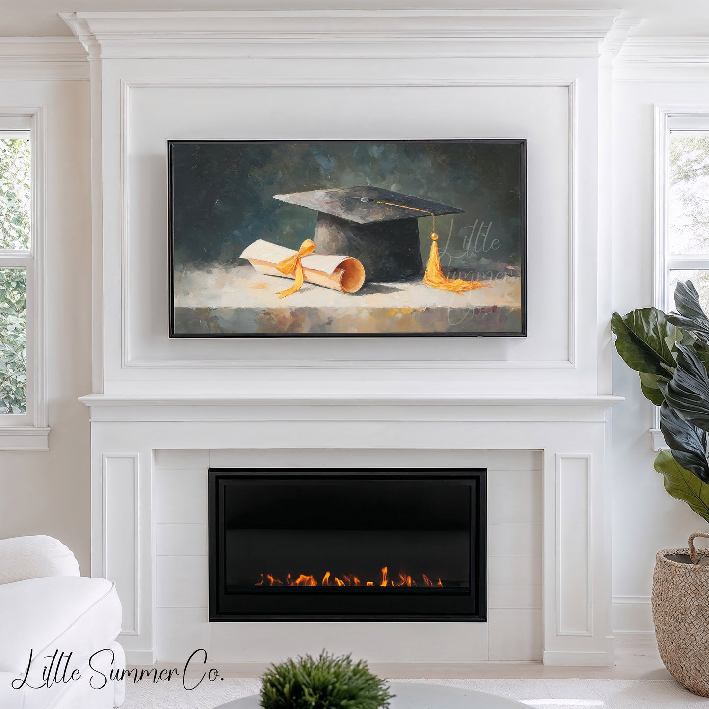 Graduation Cap Frame TV Art displayed on a TV
