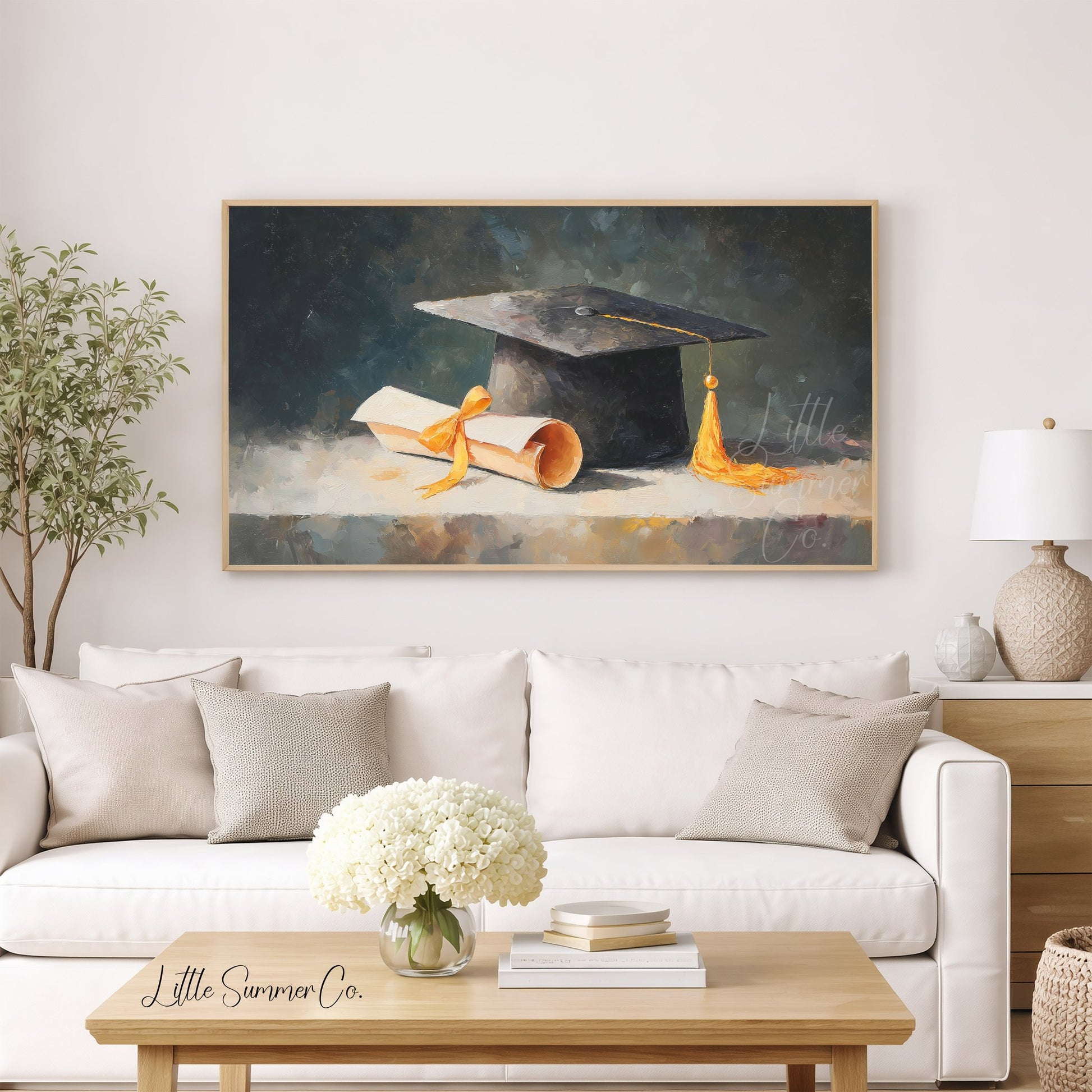 Graduation Cap Frame TV Art displayed on a TV