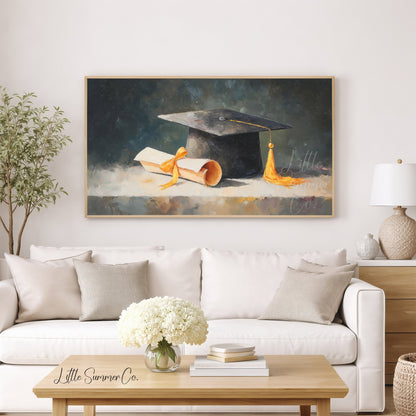 Graduation Cap Frame TV Art displayed on a TV