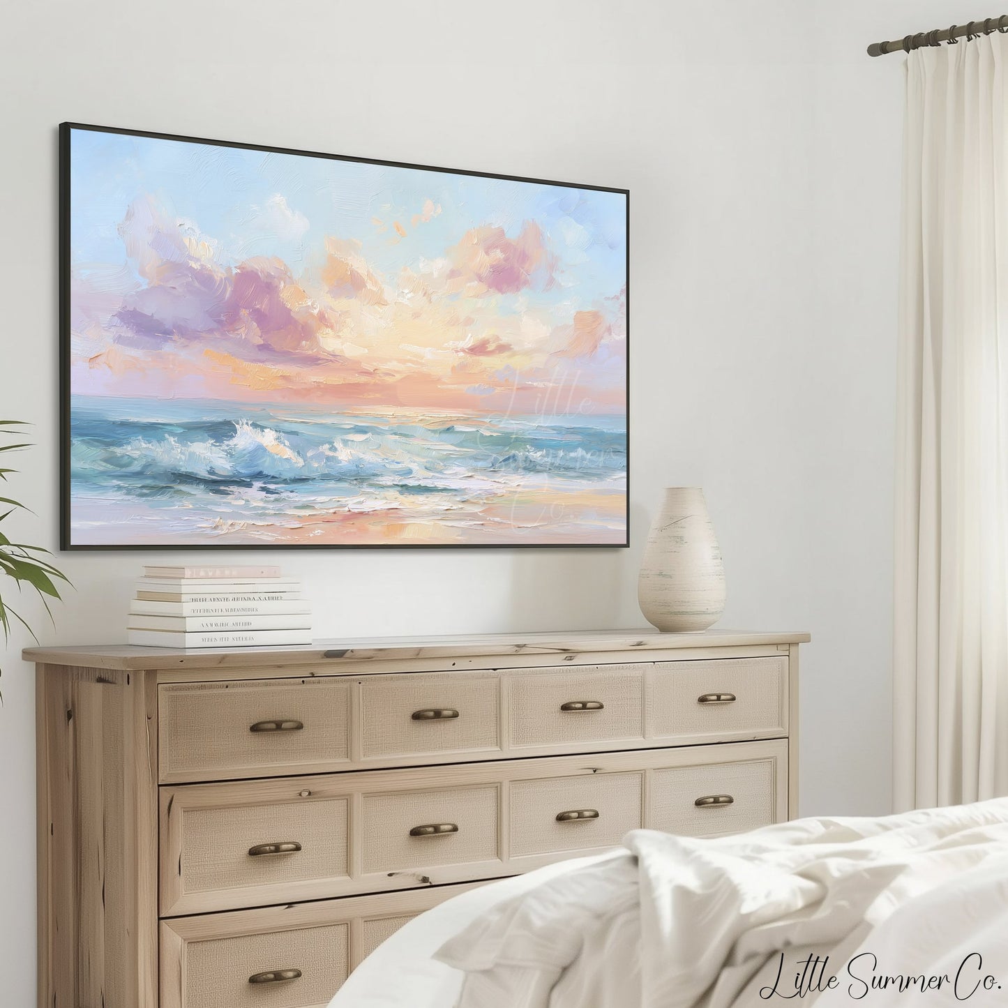 Pastel Seascape Frame TV Art displayed on a TV