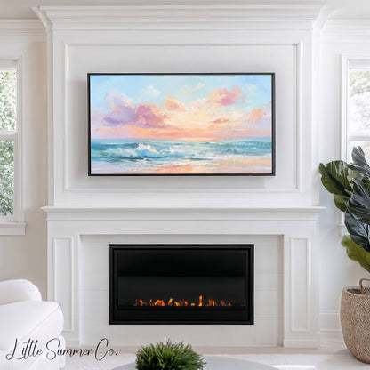 Pastel Seascape Frame TV Art displayed on a TV