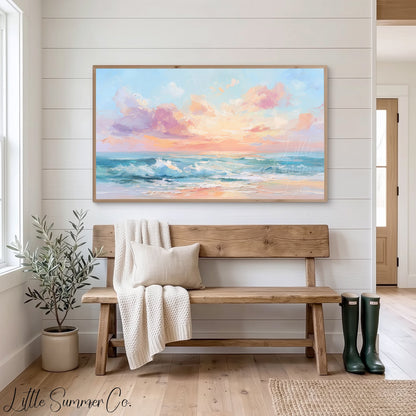Pastel Seascape Frame TV Art displayed on a TV