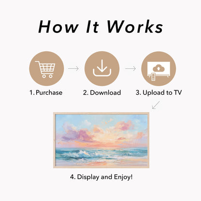 Pastel Seascape Frame TV Art displayed on a TV