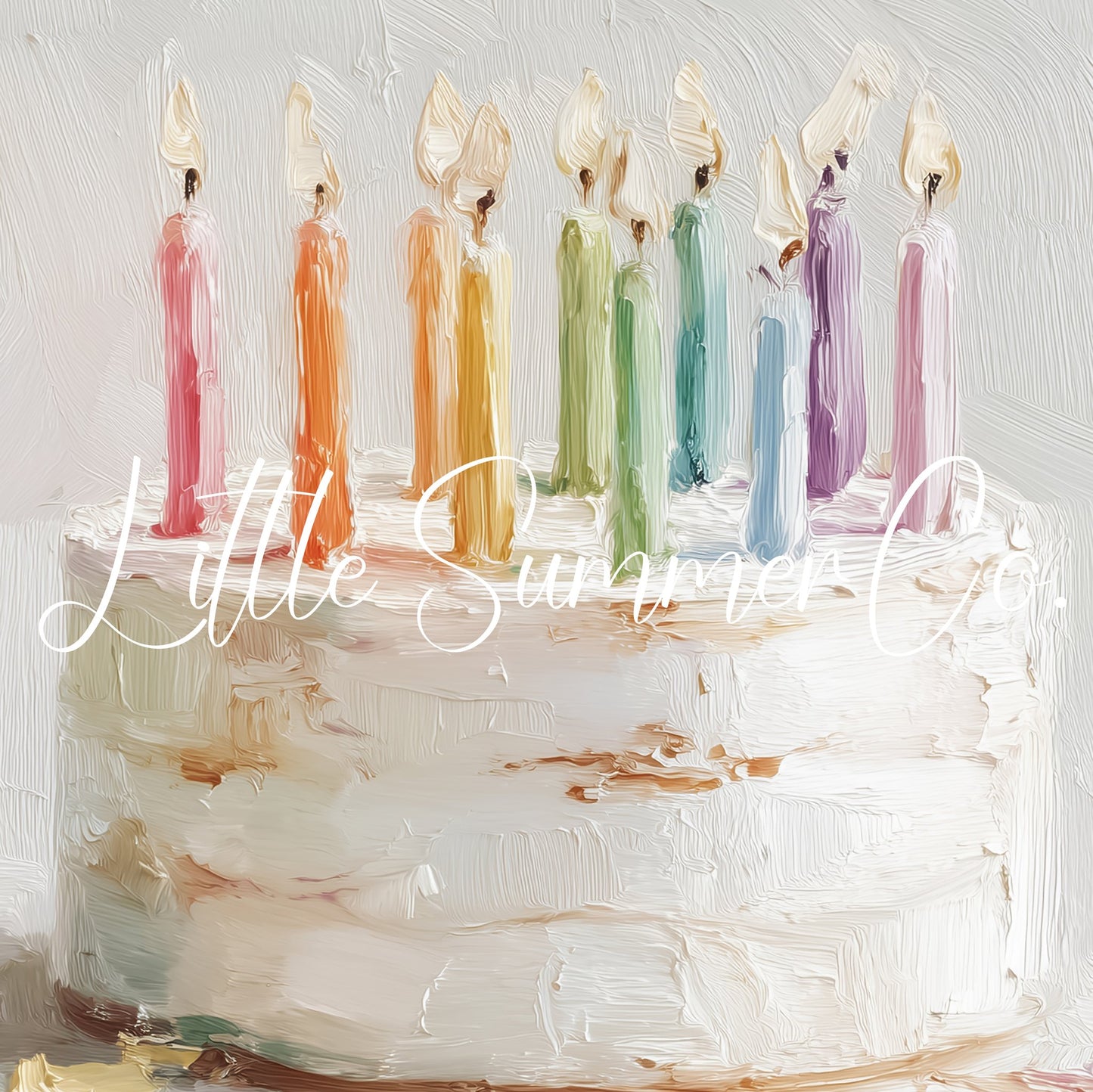 Rainbow Candle Cake Frame TV Art displayed on a TV