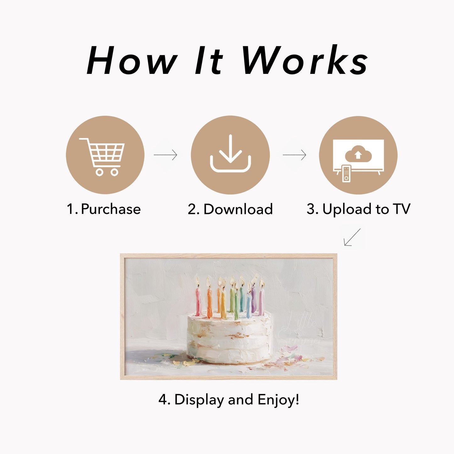 Rainbow Candle Cake Frame TV Art displayed on a TV