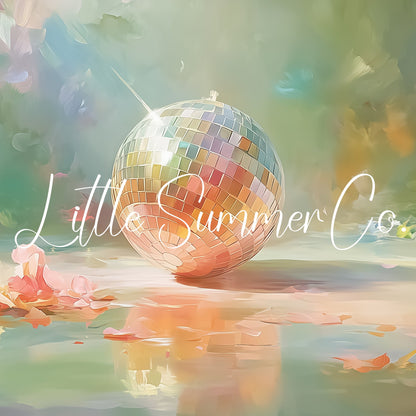 Disco Ball with Flower Petals Frame TV Art displayed on a TV