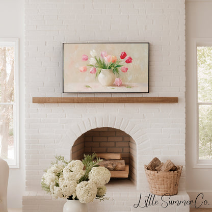 Tulip Bouquet Frame TV Art displayed on a TV