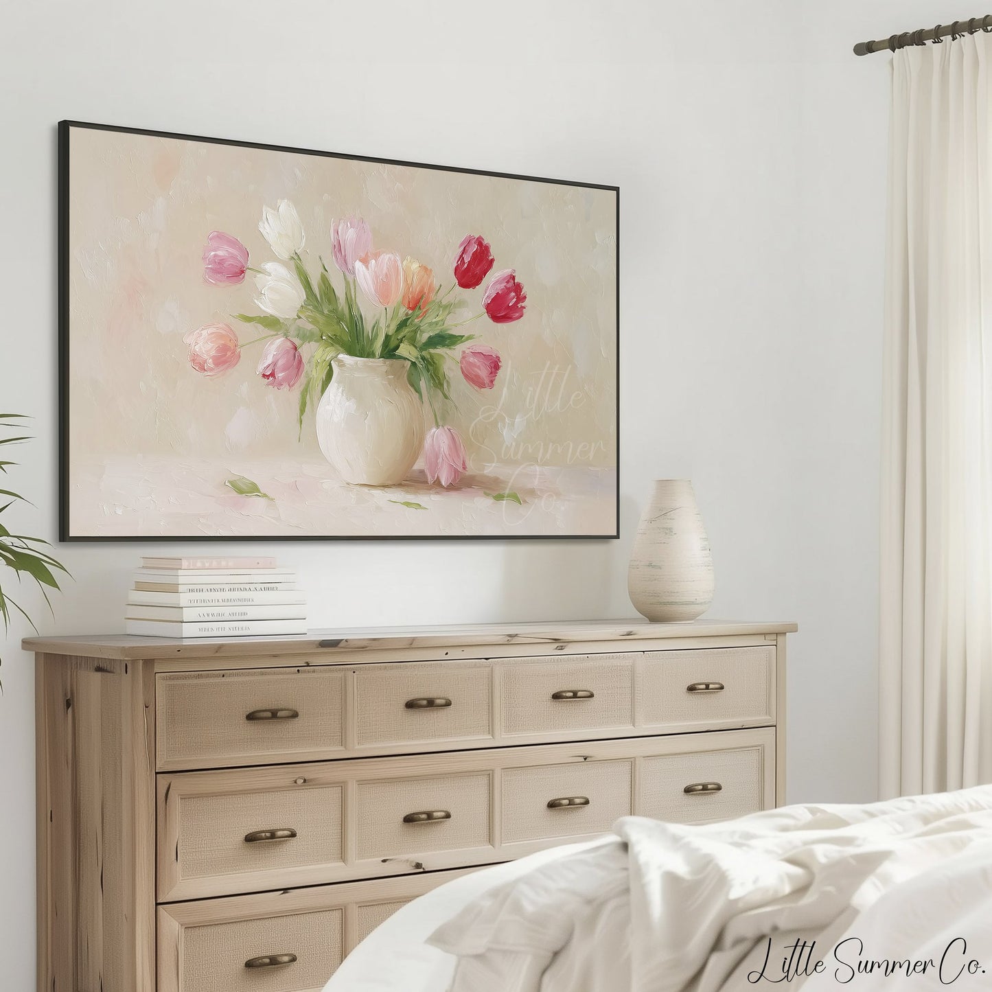 Tulip Bouquet Frame TV Art displayed on a TV