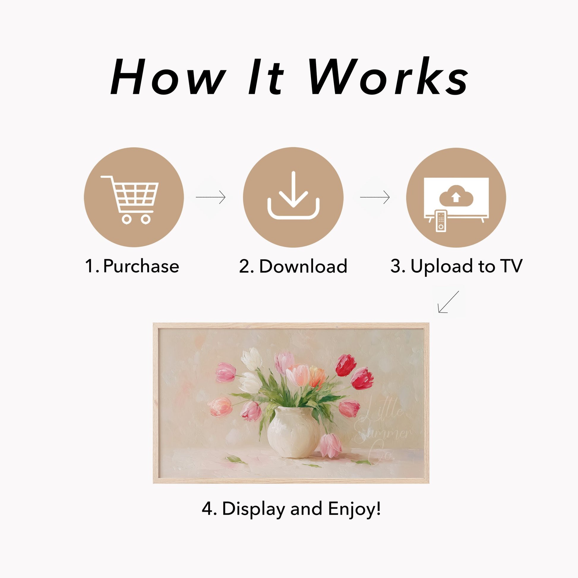 Tulip Bouquet Frame TV Art displayed on a TV