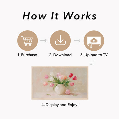 Tulip Bouquet Frame TV Art displayed on a TV