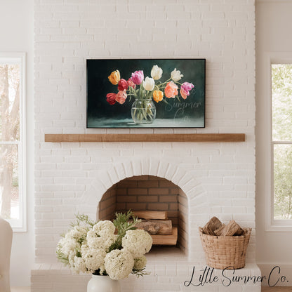 Tulip Vase Frame TV Art displayed on a TV