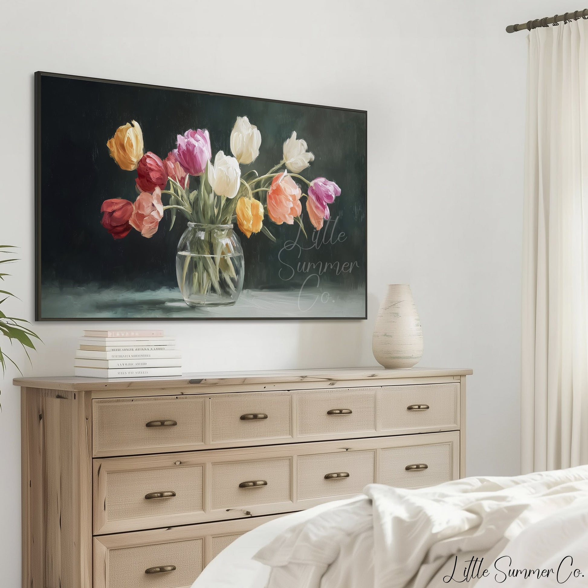Tulip Vase Frame TV Art displayed on a TV